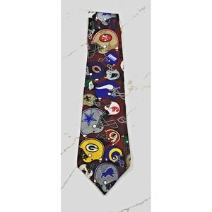 Team NFL Mens Vintage 100% Silk Helmet Collage Necktie‎ Burgundy Football Tie